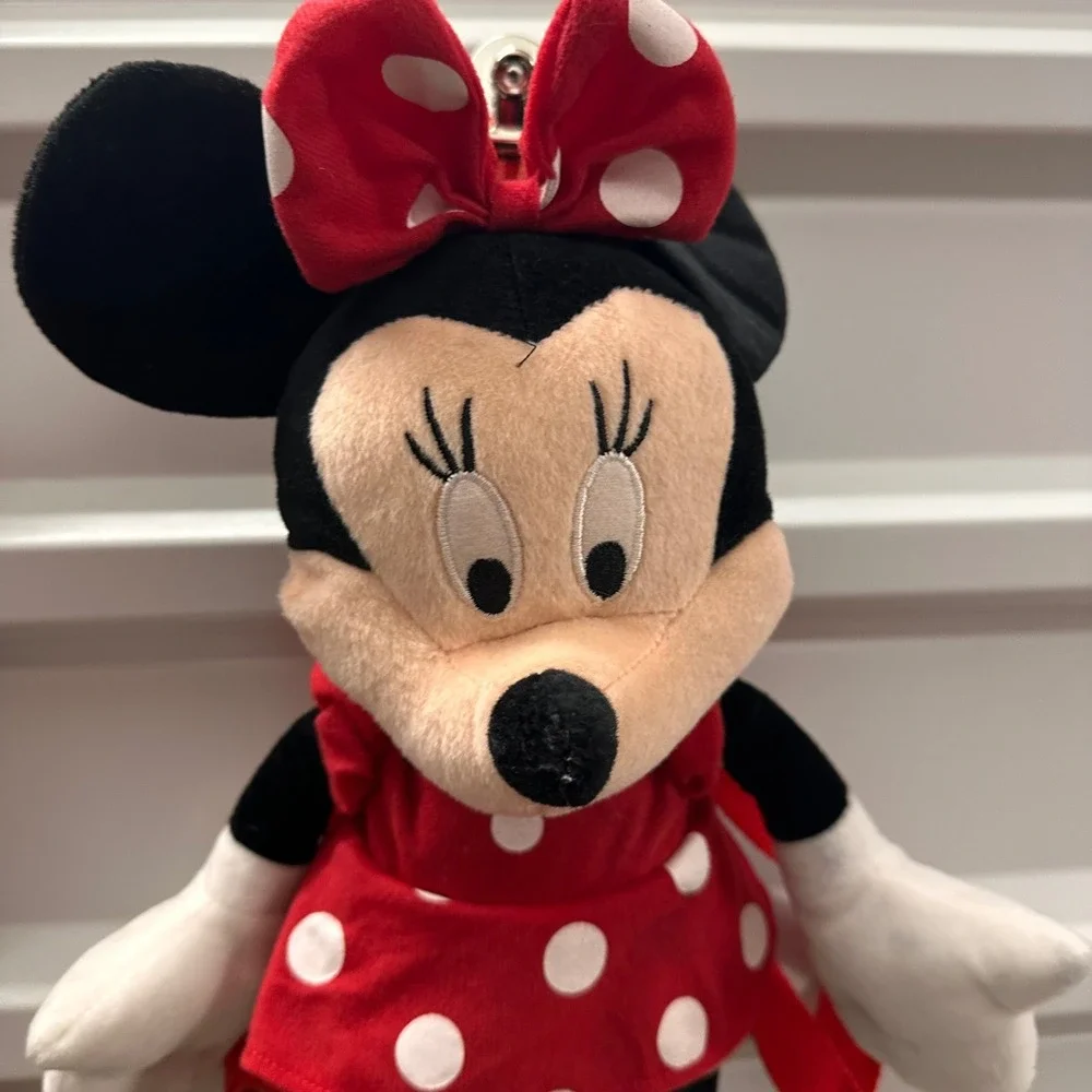 Minnie‎ Mouse Plush Backpack Disney Polka Dot Dress Small Kids Toddler